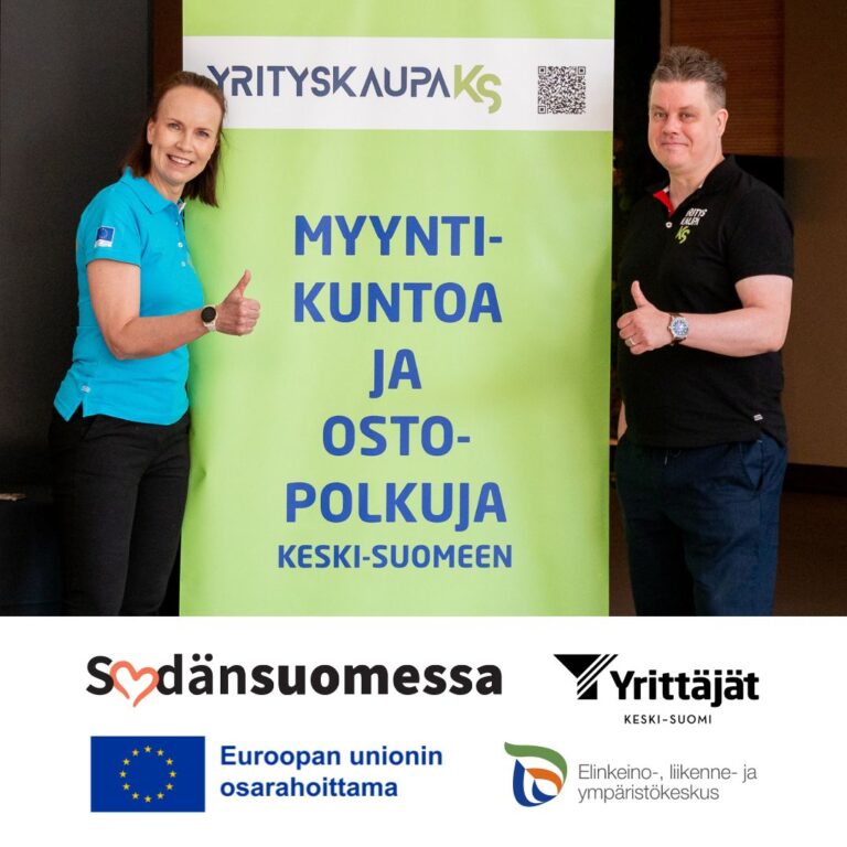 YrityskaupaKS, myyntikuntoa ja ostopolkuja Keski-Suomeen. Toimijat ja rahoittajat: Sydänsuomessa, Yrittäjät Keski-Suomi, Euroopan unionin osarahoittama, ELY-keskus.