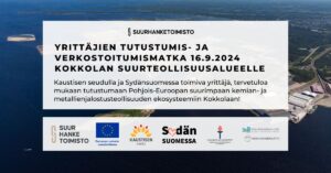 Yrittäjien tutustumis- ja verkostoitumismatka 16.9.2024 Kokkolan suurteollisuusalueelle. Kaustisen seudulla ja Sydänsuomessa toimiva yrittäjä, tervetuloa mukaan tutustumaan Pohjois-Euroopan suurimpaan kemian- ja metallienjalostusteollisuuden ekosysteemiin Kokkolaan! Toteuttajat ja rahoittajat: Euroopan unionin osarahoittama, Kaustisen seutu, Sydänsuomessa, Jyväskylän yliopisto Kokkolan yliopistokeskus Chydenius, Keski-Pohjanmaan liitto, Keski-Suomen liitto.