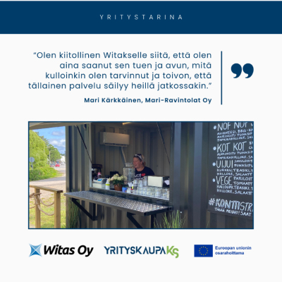 Witaksen yritystarina: Mari Kärkkäinen. "“Olen kiitollinen Witakselle siitä, että olen aina saanut sen tuen ja avun, mitä kulloinkin olen tarvinnut ja toivon, että tällainen palvelu säilyy heillä jatkossakin.”